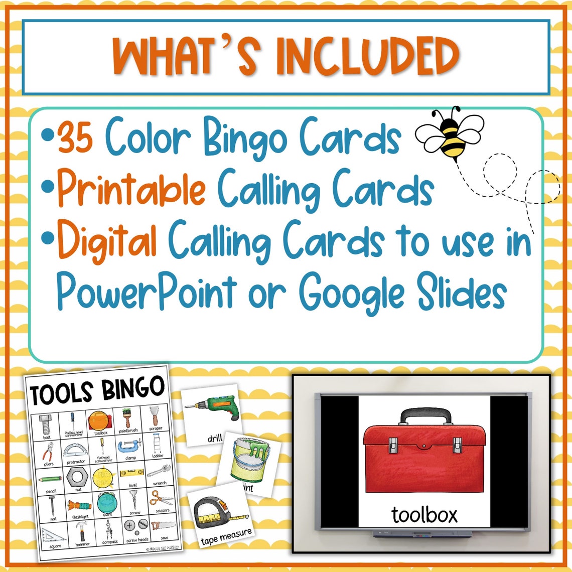 Toolbox Tools Bingo Game - 35 Unique Cards - Digital and Print Calling ...