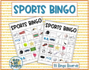 Sportbingospel - 35 unieke kaarten met echte afbeeldingen - 2 sets gedifferentieerde telefoonkaarten - Geen voorbereiding Lichamelijke opvoeding P.E. Bingo