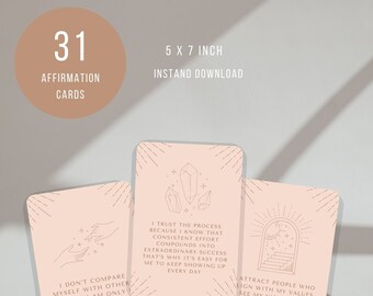 Boho Business Affirmation Cards for Entrepreneurs (Canva Editable, 5x7 in, Digital Download)