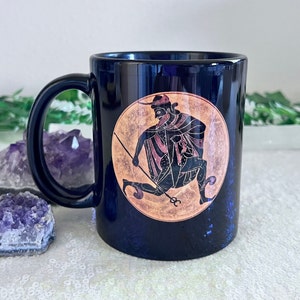 Hermes Greek God | 11oz Black Mug | Messenger, Mercury, Mythology, Olympus | Classic Literature, Light Academia, Hellenic Polytheist
