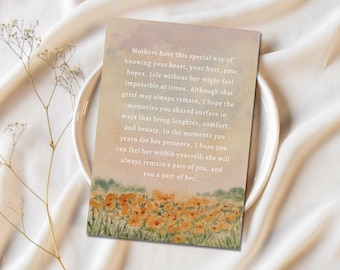 Loss of Mother Sympathy Card, Mother's Day Cards, Friends Loss of Mother, Grieving Loss Mother's Day, Holiday Grief, Printable Sympathy Card