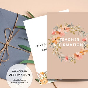 Carte di affermazione degli insegnanti, regalo per gli insegnanti, mazzo di carte di affermazione quotidiana dell'insegnante stampabile, regali di apprezzamento per gli insegnanti, regali di ringraziamento
