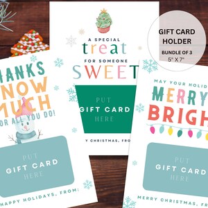 Holiday Gift Card Holder, Printable Gift Card BUNDLE, Gift Certificates, Instant Download, Merry & Bright, Holiday Gift Certificate Holder