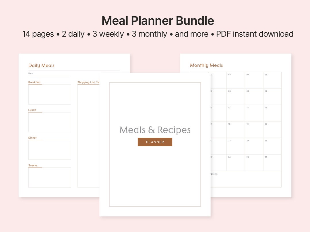 Printable Meal Planner Bundle - Etsy