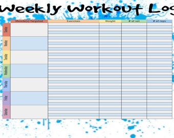 Weekly Workout Log for Strength and Hypertrophy