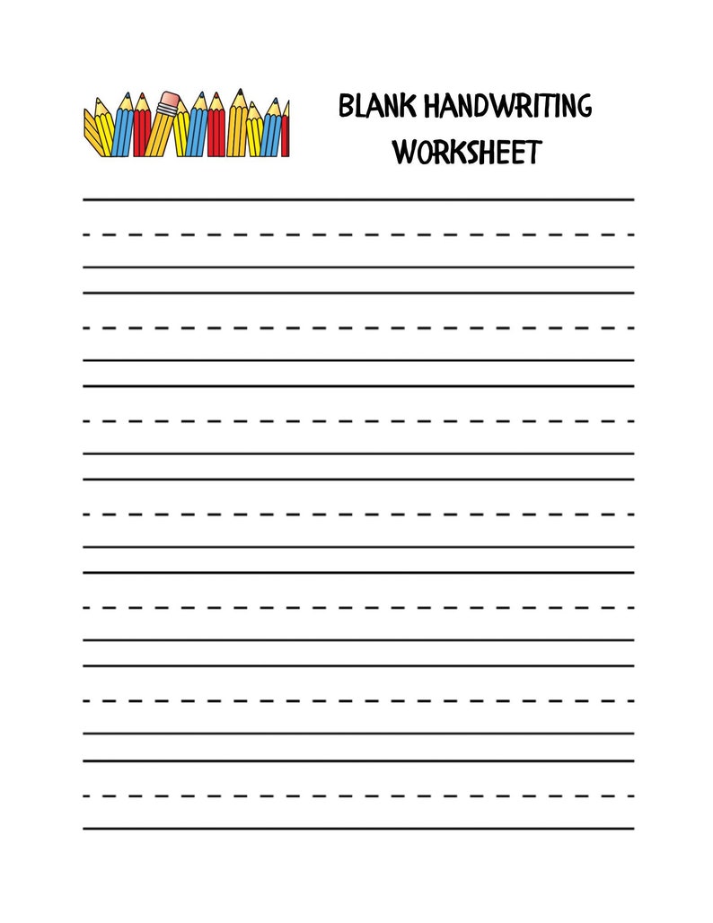 Blank Handwriting Practice Worksheets, Children's Template, Classroom