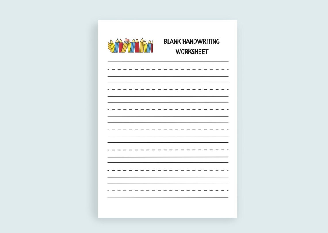 Blank Handwriting Practice Worksheets, Children's Template, Classroom