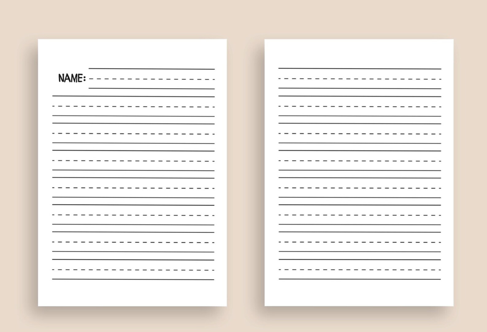 Blank Handwriting Practice Worksheets, Children's Template, Classroom