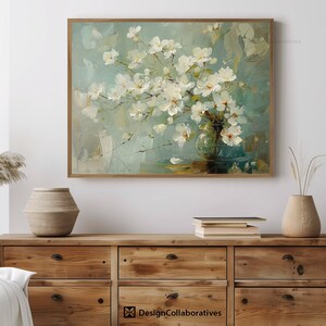 White Blossom Vintage Painting Print | Birthmonth Flower Print | March Flower Vintage Print | Printable Art | Digital Download