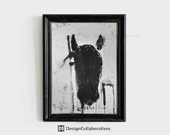 Dummes Pferd Art Print, abstraktes modernes Bauernhaus Wanddruck, großes Pferd druckbare Wandkunst, digitaler Download AH10