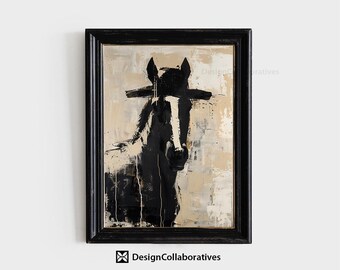 Vintage cowboy paard portret print, domme westerse print cadeau voor cowboy, paard muur kunst mantel decor ideeën, digitale download AH09