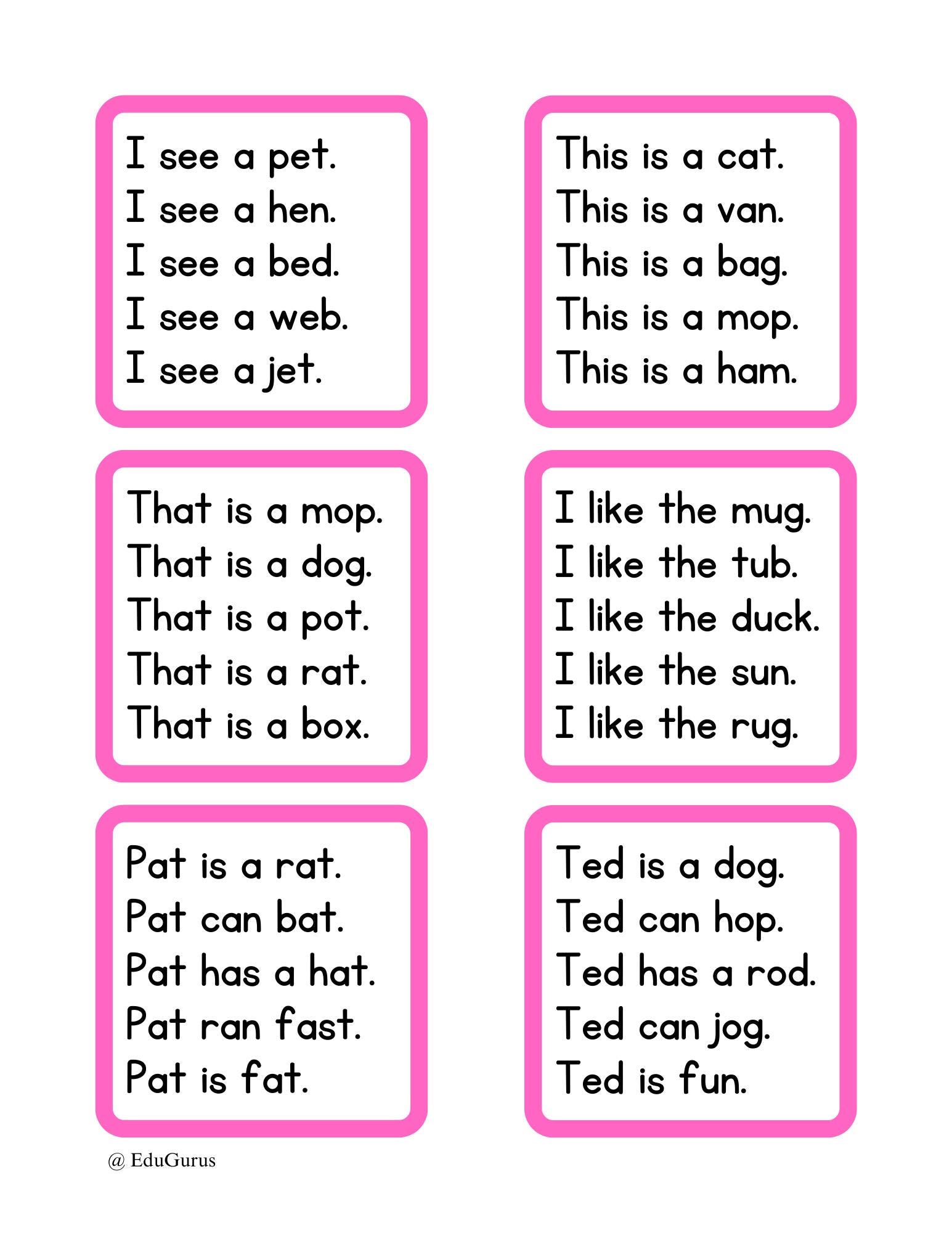 Montessori Pink Material Sentences: Phonetic Reading Practice (digital ...