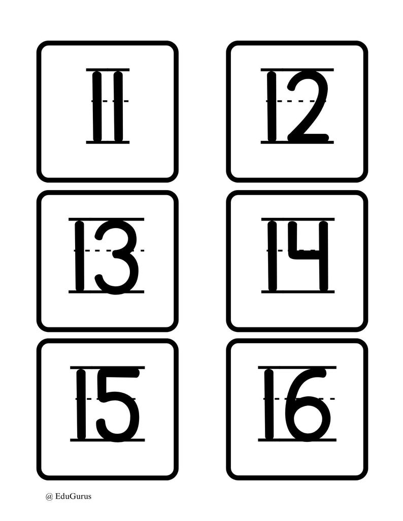 Numbers 11 Rto 50 Montessori-inspired Number Cards_11-50 | Printable Number Learning ...