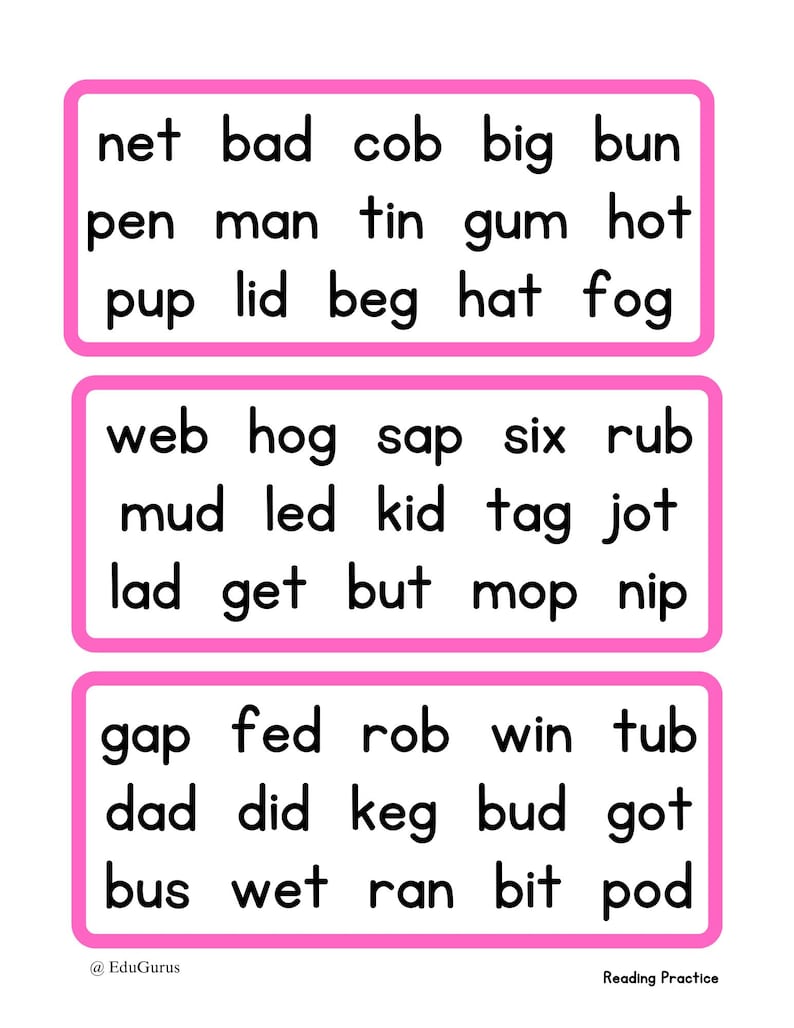 Cvc Rhyming Word Exercise Montessori CVC Rhyming Word Cards: Phonetic Reading Practice (digital ...