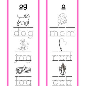 Montessori CVC Word Tracing Cards: Letter O - Pink Series (PDF Download)