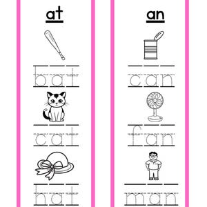 Montessori CVC Word Tracing Cards: Letter A, Phonetic Learning (PDF Download)