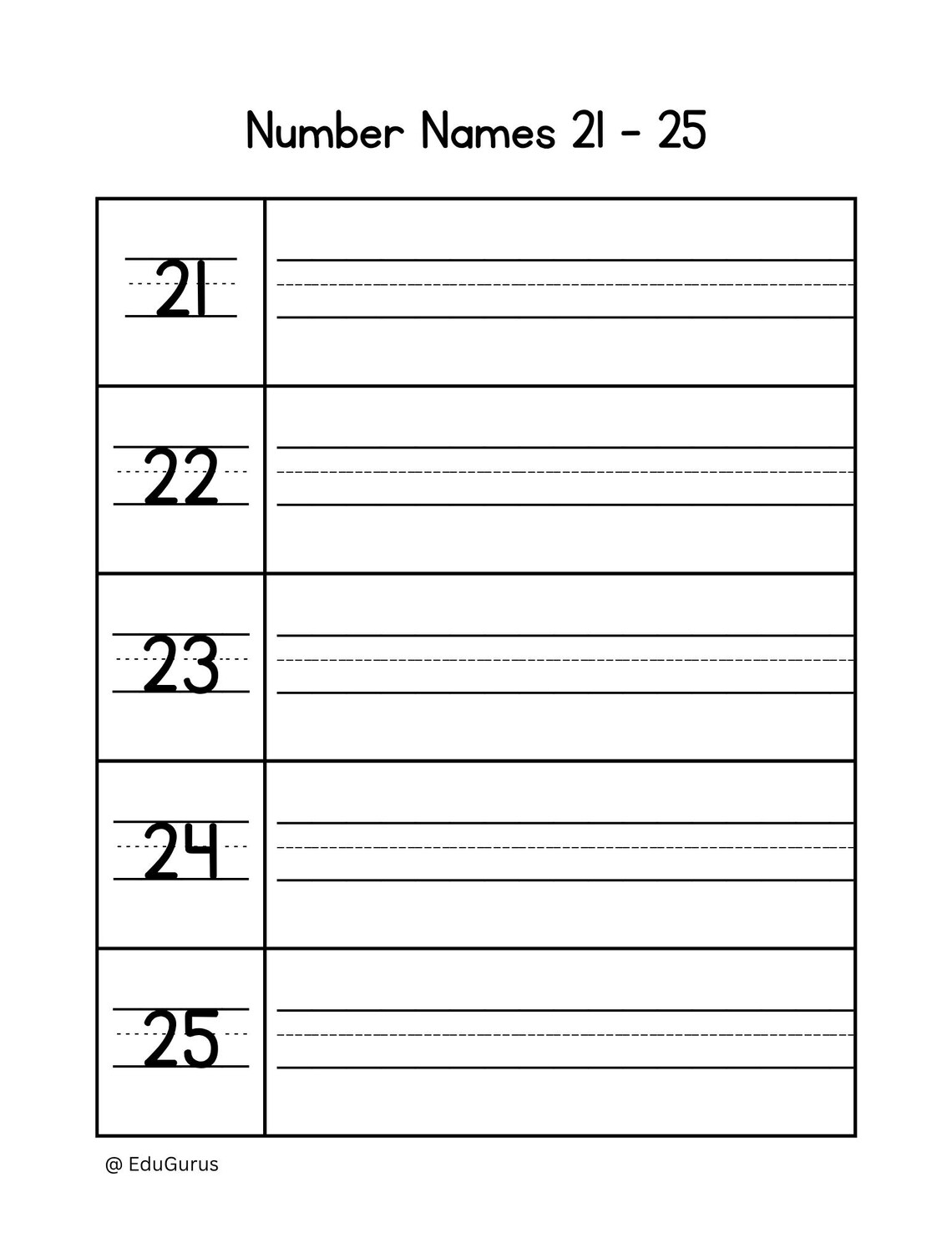 Number Names 21-50 Writing Practice: Montessori-inspired Worksheets ...