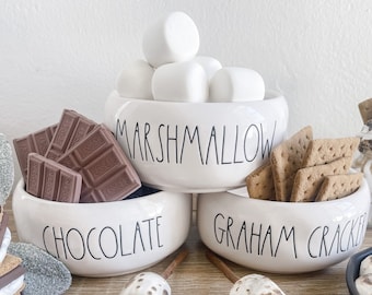 S'more Set Of Faux Marshmallows, Faux Chocolate Bars & Faux Graham Crackers For Rae Dunn Stacker, S'more Tiered Tray, S'mores Decor
