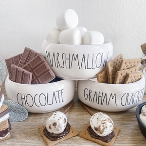 S&#39;more Set Of Faux Marshmallows, Faux Chocolate Bars & Faux Graham Crackers For Rae Dunn Stacker, S&#39;more Tiered Tray, S&#39;mores Decor