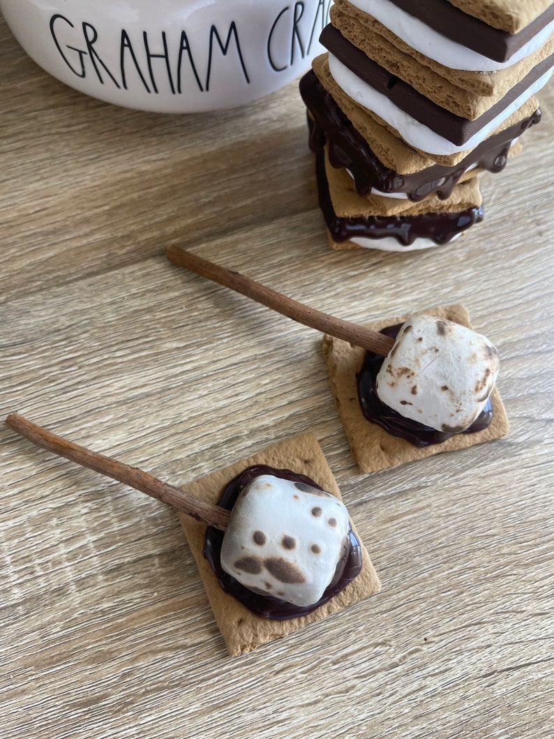 Faux S'mores on A Stick Set of 2, S'mores Decor, Toasted Marshmallows ...