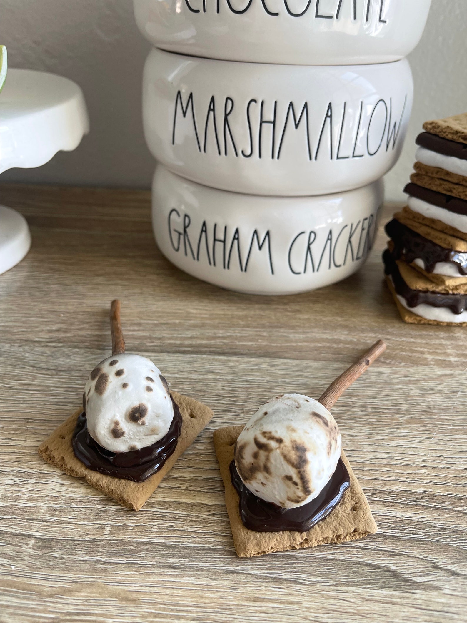 Faux S'mores on A Stick Set of 2, S'mores Decor, Toasted Marshmallows ...