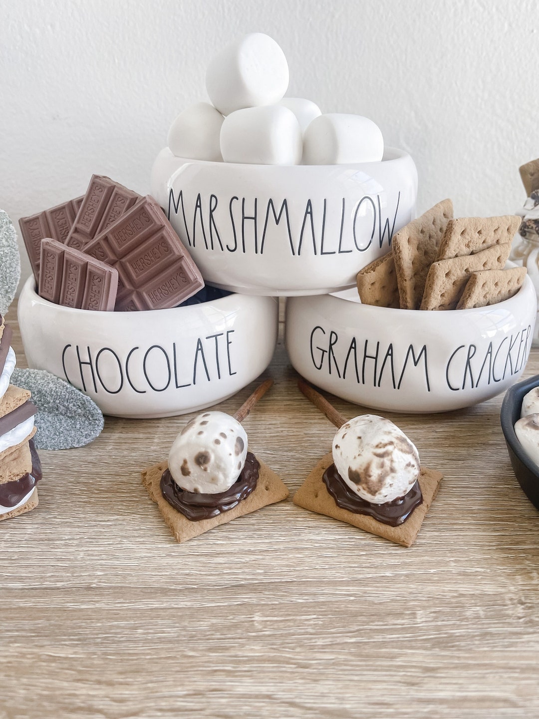 S'more Set of Faux Marshmallows, Faux Chocolate Bars & Faux Graham