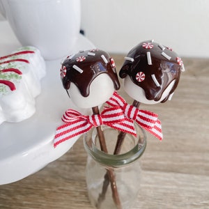 Fake Hot Cocoa Marshmallow On A Stick, Fake Peppermint Marshmallows, Christmas Decor, Faux Marshmallows, Hot Cocoa Decor, Photo Prop