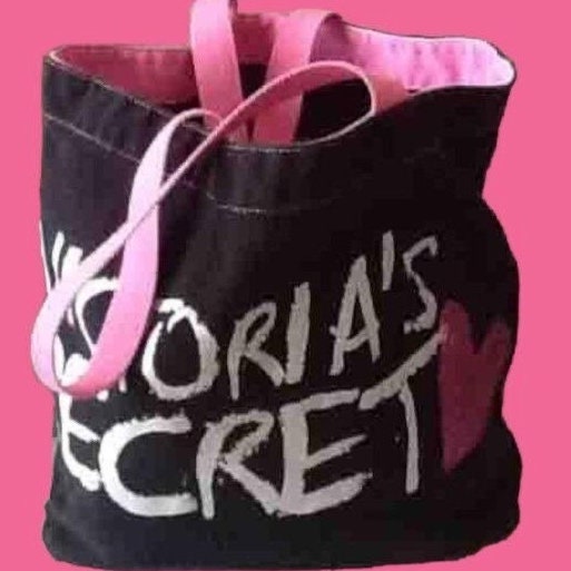 Victoria's Secret, Bags, Victorias Secret Nylon Pink Sequin Bling Logo  Pink Black White Tote Bag