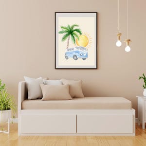 VW Bus and Palm Tree Poster