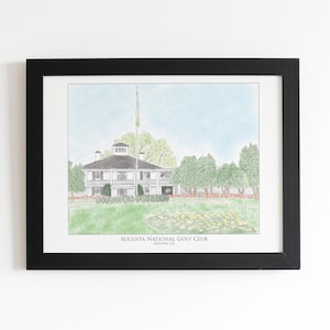Augusta National Clubhouse Watercolor Painting | Golf Enthusiast Wall Art | Golfer Gift Idea | Sports Collectable Art 11&quot;x14&quot; Print