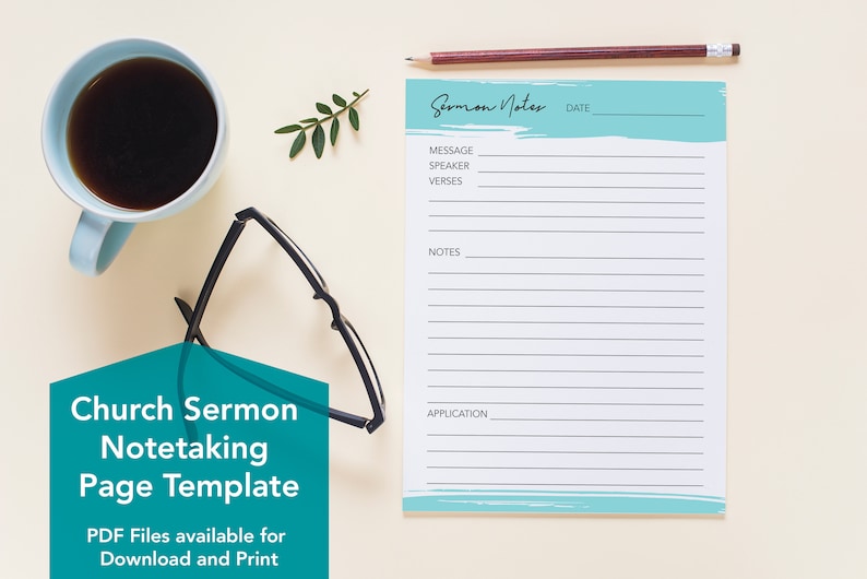 Church Sermon Notes Note-taking Template Bible Study Guide - Etsy