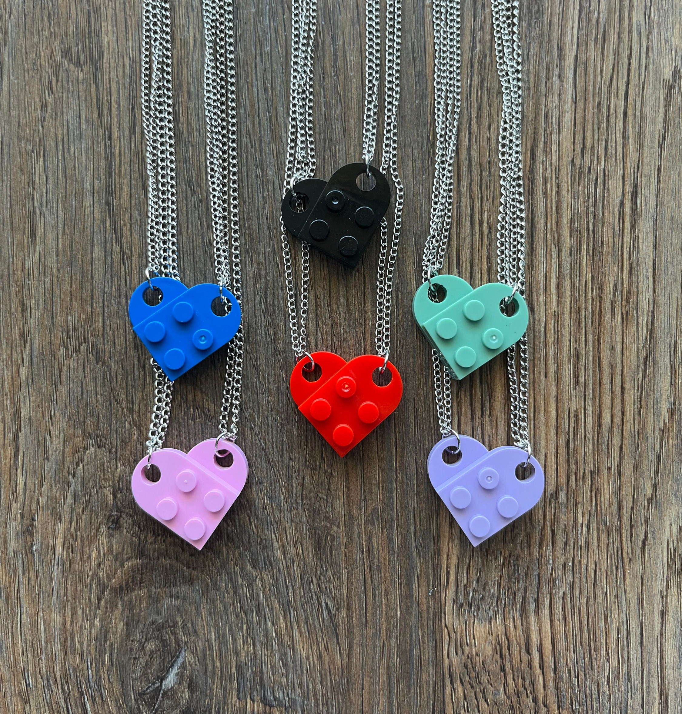 Lego Heart Necklace Pair Couples Gift Etsy