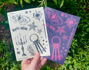 whimsigoth weyes blood inspired tattoo flash sticker sheet
