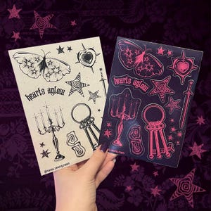 whimsigoth medieval tattoo flash sticker sheet