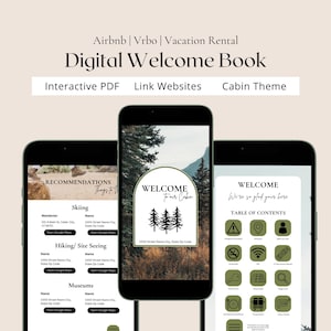 Digital Airbnb Welcome Book, Cabin Theme, Canva template, Airbnb Guest Book, Vacation Rental Guest Book, Airbnb Template