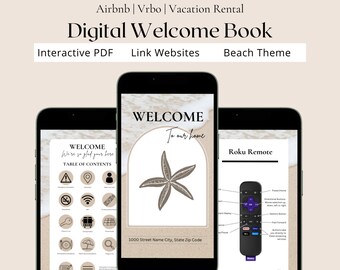 Digital Airbnb Welcome Book, Beach/ Costal Theme, Canva template, Airbnb Guest Book, Vacation Rental Guest Book, Airbnb Template