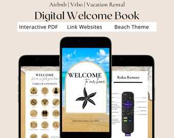 Digital Airbnb Welcome Book, Beach/ Costal Theme, Canva template, Airbnb Guest Book, Vacation Rental Guest Book, Airbnb Template