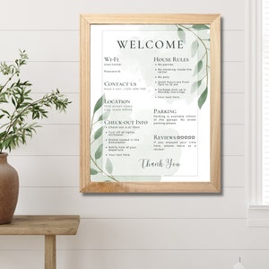 Airbnb Welcome Sign, Vacation Rental Sign, Guest Arrival Poster, Airbnb Template