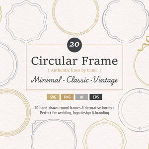 Marco circular vintage, bordes dibujados a mano (descarga digital PNG, SVG, AI, EPS)