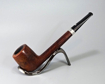 STANWELL 56: Nice/Clean! 70's-90's Danish Vintage Estate Birds-Eye/Cross Briar Grain Oval Shank Canadian w/Silver Band Tobacco Smoking Pipe