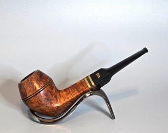 STANWELL BRASS BAND 32: Nice/Clean! 70's-90's Danish Vintage Estate Birds-Eye Briar Tall Straight Bulldog w/2 Brass Bands Tobacco Pipe
