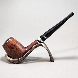 STANWELL BLACK N&#39; SILVER 141: Nice/Clean! 70&#39;s-90&#39;s Danish Vintage Estate Straight Grain Briar Str. Tall Brandy w/Silver Accent Tobacco Pipe