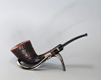 STANWELL 2000 POY (Pipe of the Year): Nice/Clean! 2000 Danish Vintage Estate Dark Sandblasted Bent Lg. Dublin w/Smooth Bowl Top Tobacco Pipe