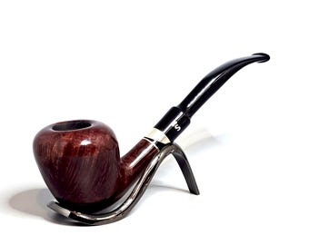 STANWELL BLACK N' SILVER 30: Nice+/Clean! 70s-90s Danish Vintage Estate Straight Grain Briar Half-Bent Strawberry w/Blk-Silver Tobacco Pipe