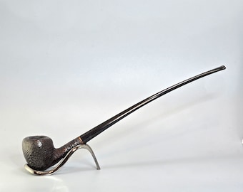 STANWELL HAND MADE 48L: Nice+/Clean! 70's-90's Danish Vintage Estate Sandblast Bent Acorn/Strawberry Churchwarden Tobacco Smoking Pipe