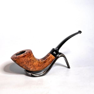 STANWELL ROYAL MAT 204: Nice/Clean! 70's-90's Danish Vintage Estate Smooth Birds-Eye/Flame Briar Grain Bent Squared Horn Tobacco Pipe
