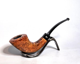 STANWELL ROYAL MAT 204: Nice/Clean! 70's-90's Danish Vintage Estate Smooth Birds-Eye/Flame Briar Grain Bent Squared Horn Tobacco Pipe