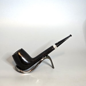 STANWELL (SILHOUETTE) 113: Very Nice/Clean! 70&#39;s-90&#39;s Danish Vintage Estate Smooth Black Finish w/925 Silver Band CanadianTobacco Pipe