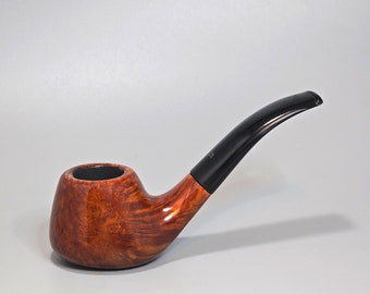 STANWELL HAND MADE 37: Nice/Clean! 70's-90's Danish Vintage Estate Smooth Birds-Eye/Cross Briar Bent Volcano Bowl Sitter Tobacco Pipe