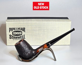 STANWELL 1989 POY (Jahrespfeife) in Box: New Old Stock/Unrauchbar! 1989 Danish Vintage Straight sandgestrahlte BrandyTobacco Pfeife